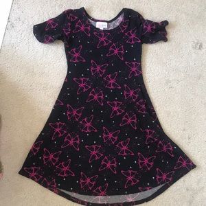 LuLaRoe Adeline dress, size 6, black with pink butterflies
